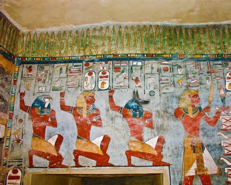 Ancient Egyptian Wall Painting Ancient Egyptian Gods And