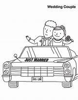 Coloring Married Just Pages Wedding Car Couple Getcoloringpages Book sketch template