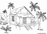 Coloring Jungle Hut Pages House Kids Printable Adults Color sketch template