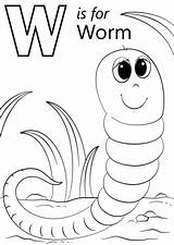 Worm Coloring Pages Printable Worksheets Preschool Alphabet Color Super Letter Crafts Clipart Worksheet Kids Capital Cartoon Supercoloring Work Printables Worms sketch template