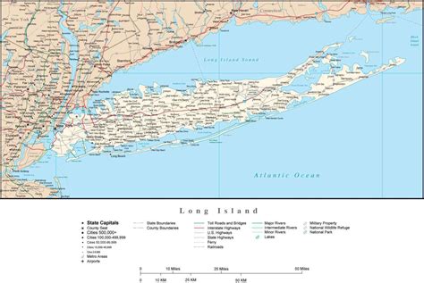 long island ny map  state boundaries