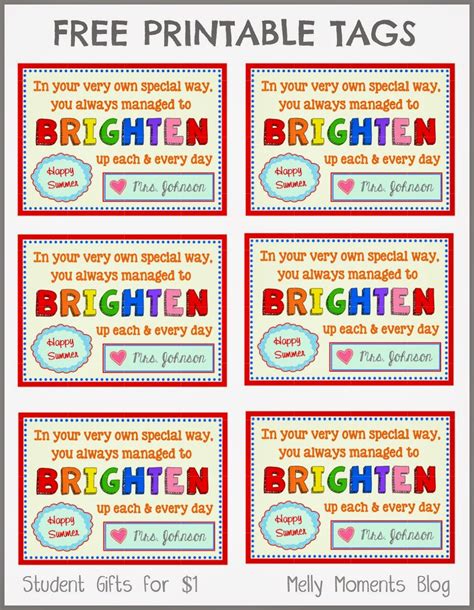 year gift  kids  printable student teacher gifts