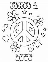 Coloring Peace Sheet 70s Disco Pages Sheets Heart Printable Colouring Template Flower sketch template