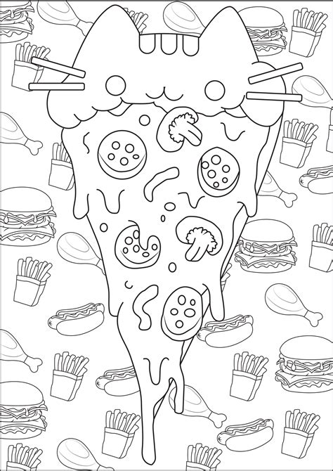 pusheen pizza doodle art kids coloring pages