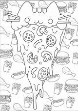 Coloring Pusheen Doodle Pages Pizza Food Adults Doodling Junk Printable Kids Color Background Print Cute Cat Stuffs Justcolor Children Adult sketch template