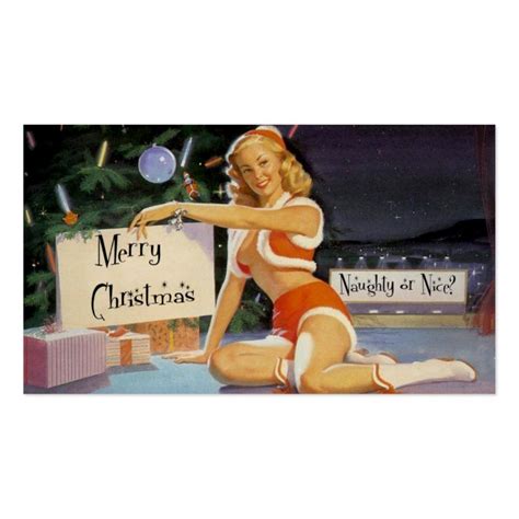 Retro Christmas Pin Up T Tag Business Card Zazzle