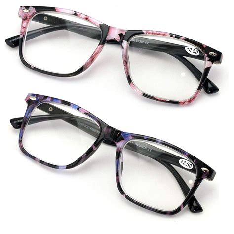 2 pairs large women floral fashion reading glasses stylish rectangle