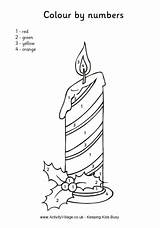 Candle Colour Number Christmas Colouring Numbers Pages sketch template