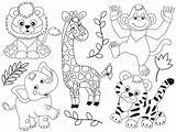 Animals Safari Jungle Clipart Coloring Animal Pages Zoo Baby Choose Board Kids Vector Set sketch template