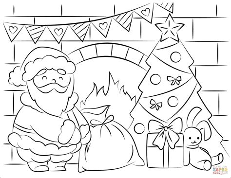 santa claus bringing presents  christmas coloring page