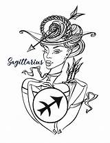 Sagittarius Coloring Zodiac Girl Astrology Horoscope Sign Vector Beautiful Vecteezy sketch template