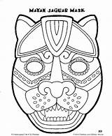 Mayan Mask Coloring Masks Pages Template Jaguar Aztec Mexican Maya Printable Calendar Drawing Symbols Colouring Kids Color African Tikal Arte sketch template