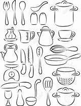 Utensils Cooking Drawing Utensil Baking Tools Set Kitchen Drawings Clipart Getdrawings Illustration Choose Board Clip Hand sketch template