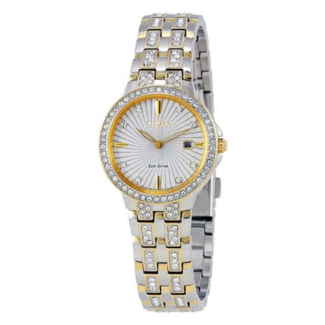 Citizen Eco Drive Women S 28mm Silhouette Crystal Silver Dial Watch