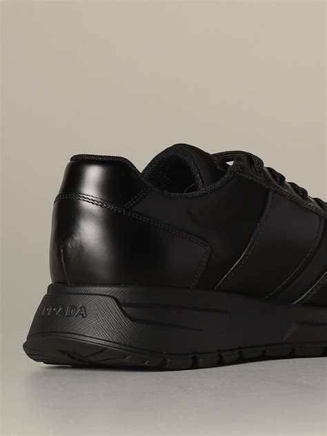 prada prax  sneakers  technical fabric  leather sneakers prada men black sneakers