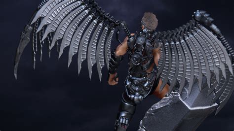 rendering guy angel metal wings armour spin background hd wallpaper