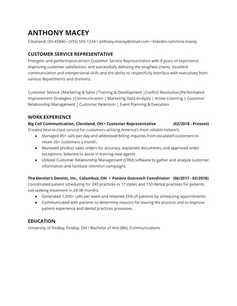 customer service resume examples skills  keywords jobscan