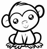 Monkey Cute Drawing Coloring Animal Drawings Cartoon Pages Clipart Easy Simple Monkeys Animals Baby Clip Face Outline Kids Colouring Cliparts sketch template