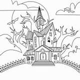 Coloring Haunted House Halloween Pages Printable Color Sheet Onlinecoloringpages sketch template