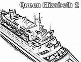 Ship Cruise Coloring Queen Pages Elizabeth Ii Mary Netart sketch template