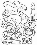Dinner Coloring Pages Thanksgiving Sheets Christmas Colouring Family sketch template