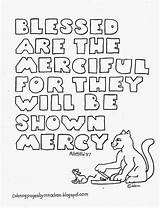 Coloring Pages Kids Blessed Merciful Matthew School Bible Beatitudes Printable Colouring Sunday Color Sheets Scripture Crafts Mercy Children Print Lessons sketch template