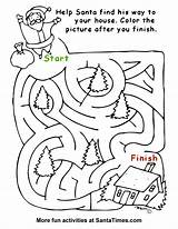 Santa Maze Easy Christmas Pages Coloring Activities Ones Little Activity Simple Sheets Fun Site sketch template