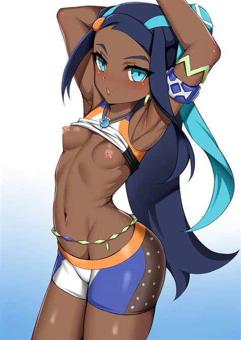 rule 34 1girls abs areolae armpits arms up belly blue background blue
