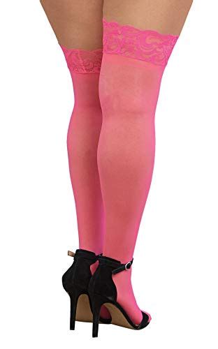 Dreamgirl Womens Plus Size Sheer Thigh High Stockings With Silicone