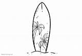 Surfboard Coloring Pages Tree Coconut Pattern Printable Template Kids Hawaiian Print Adults Sketch Color Bettercoloring sketch template