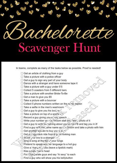 bachelorette scavenger hunt bachelorette party games printable