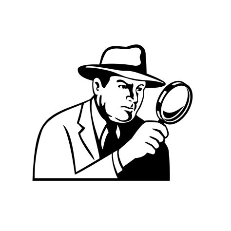detective inspector private eye  investigator   magnifying glass retro stencil
