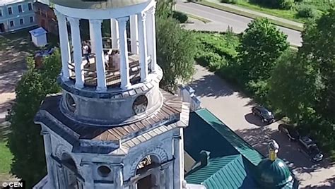 snooping drone captures tourists having sex on the top of a monastery