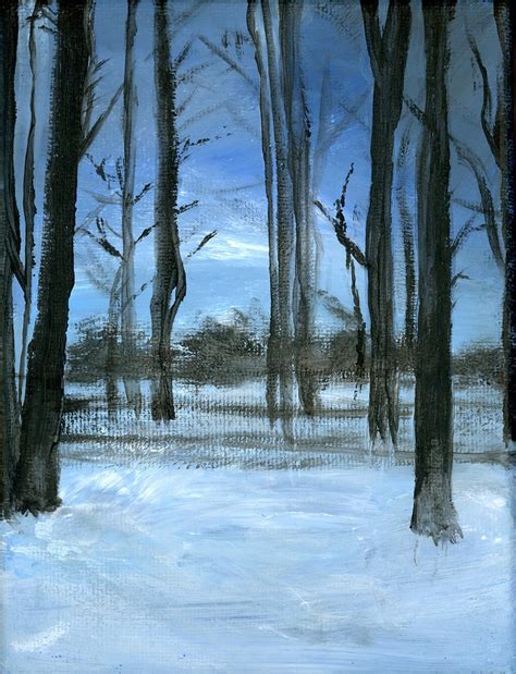 original acrylic painting  winter woods etsy small canvas paintings