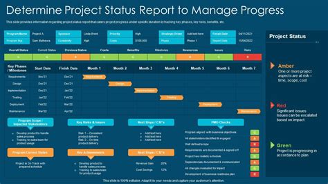 project management playbook determine project status report  manage progress