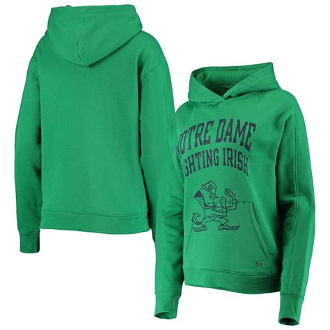 womens  armour kelly green notre dame fighting irish  day fleece pullover hoodie
