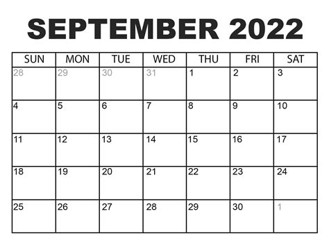 blank september  calendar write  important tasks holidays