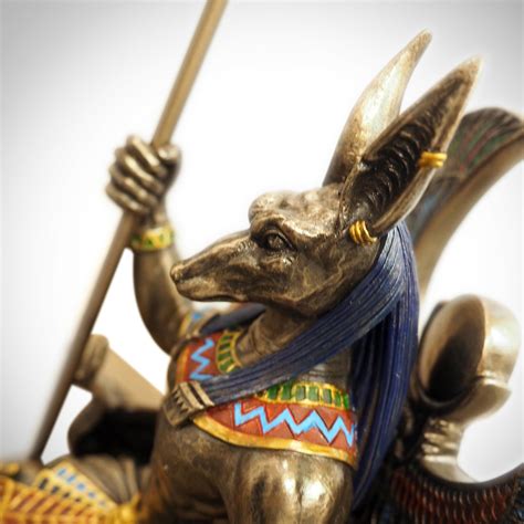 Egyptian God Anubis Throne Cast Bronze Statue Rare T