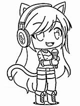 Gacha Colorear Cantando Headphones sketch template