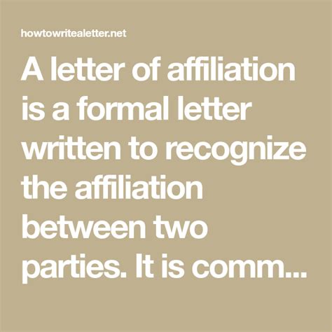 letter  affiliation   formal letter written  recognize