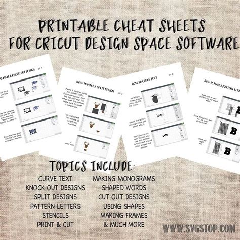 printable cricut cheat sheets