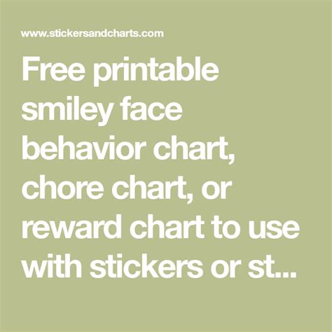 printable smiley face behavior chart chore chart  reward chart