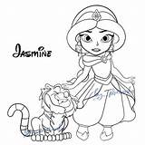 Jasmine Tiger Aladdin sketch template