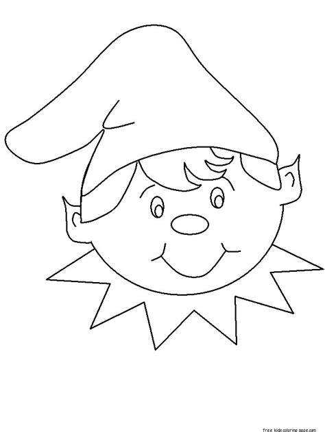 christmas elf face cut  coloring pages