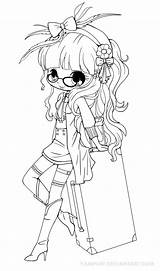 Deviantart Yampuff Coloring Pages Girl Chibi Anime Printable Colouring sketch template