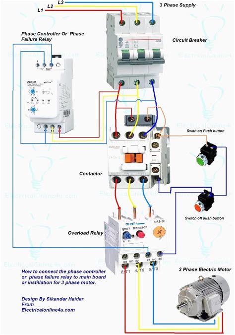 wiring diagram  motor starter  phase controller failure relay electrical pleasin