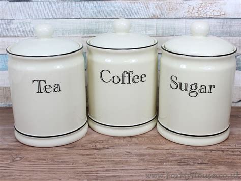 cream ceramic tea coffee sugar canister kitchen storage set ebay