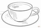 Coloring Coffee Cup Pages Printable Drawing sketch template