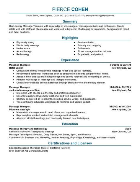 massage therapist resume template