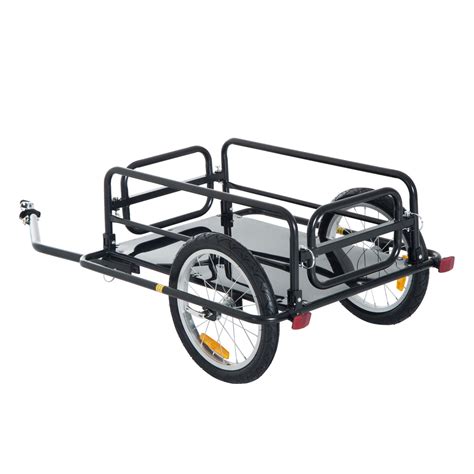 aosom foldable bike cargo trailer bicycle cart wagon trailer  hitch